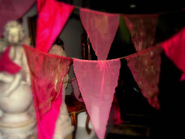 BUNTING, Pink Satin & Chiffon - 10m Length